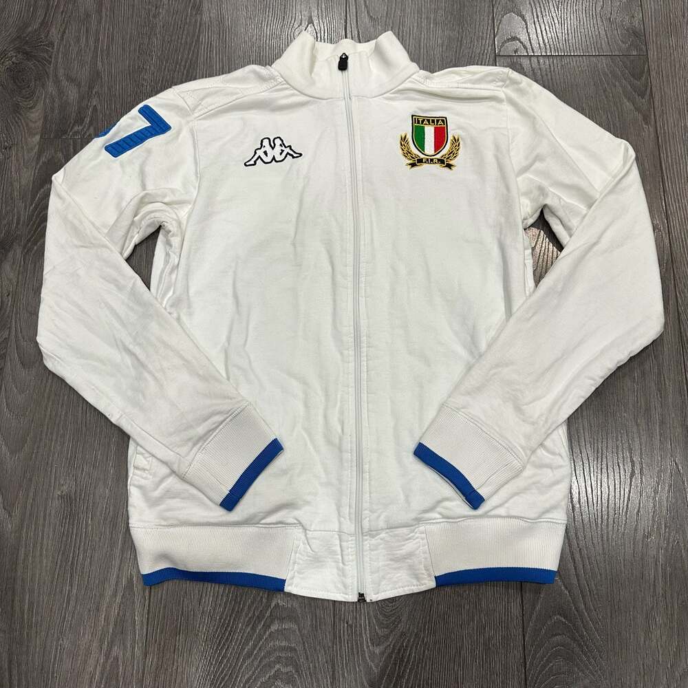 Kappa Italia F.I.R. Vintage White and Blue Zip-Up Track Jacket
